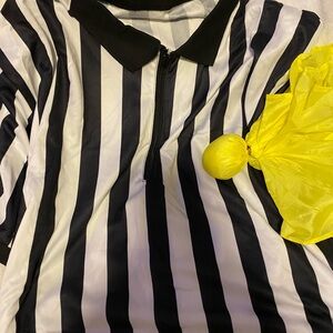 Black and White Striped referee Shirt